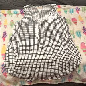 LOFT Black and White Grid Tank Top